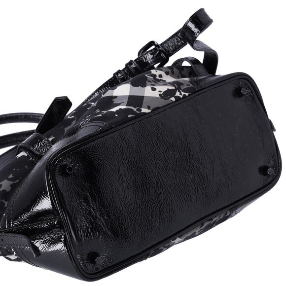 Burberry Nylon Beat Check Floral Florence Tote Black Gray - Picture 6 of 7
